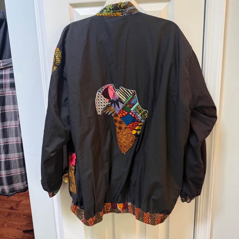 Handmade Reversible Statement Artwear African Wax Print Patchwork Bomber Jacket